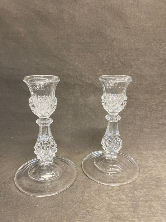 Pair Glass Candleholders