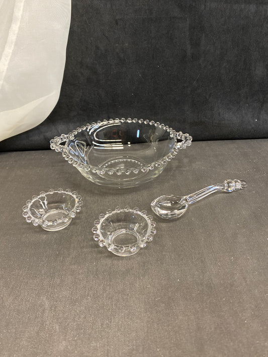 4 PC Vintage Candlewick Serving Pieces