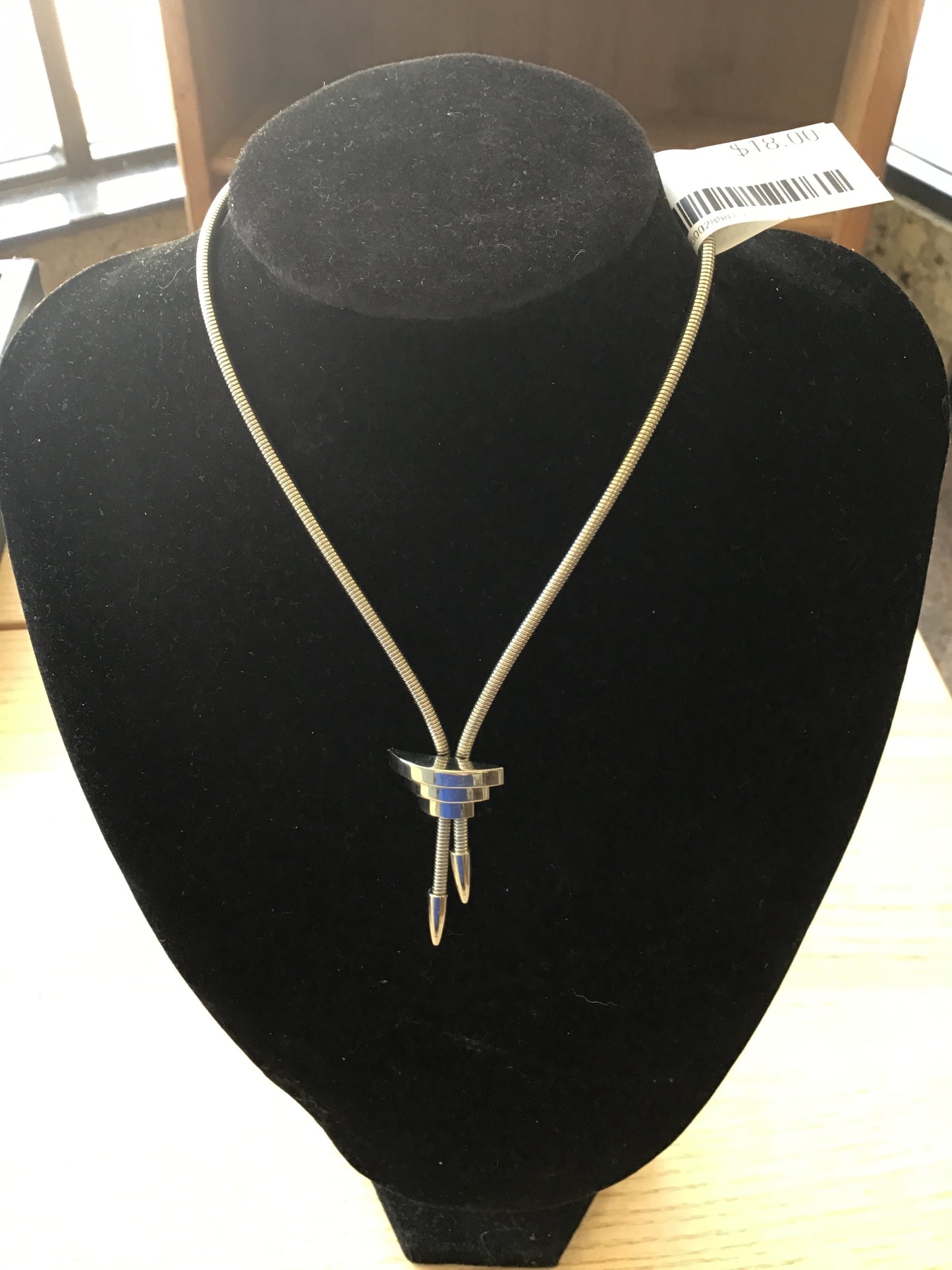 Silver Tie Style Necklace