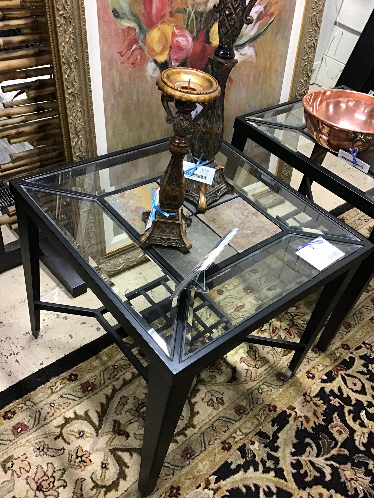 Side Table - Metal/Glass/Slate