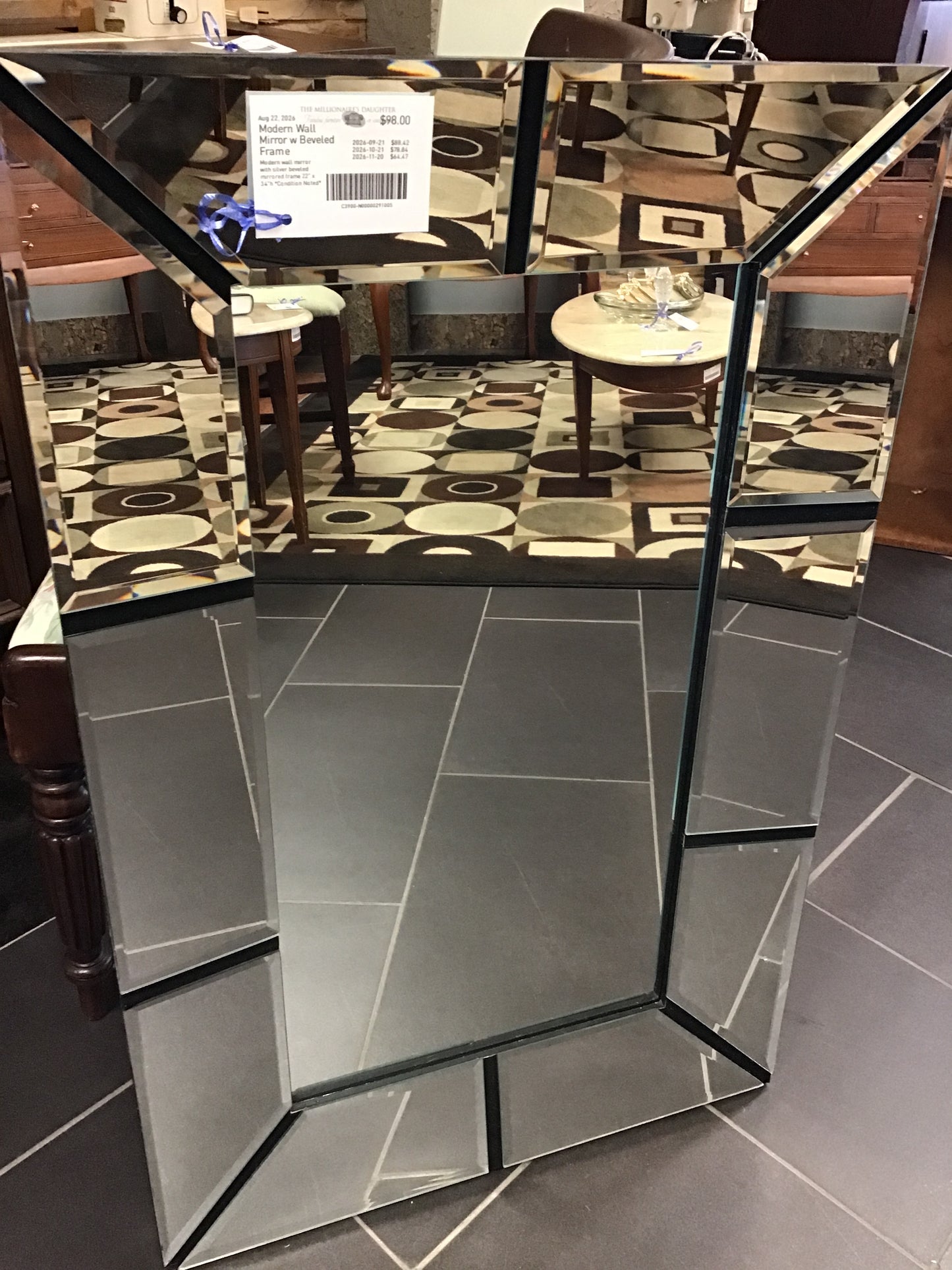 Modern Wall Mirror w Beveled Frame