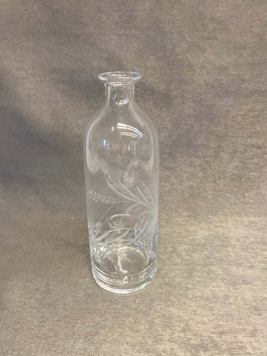 Etched Glass Bottle / Bud Vase