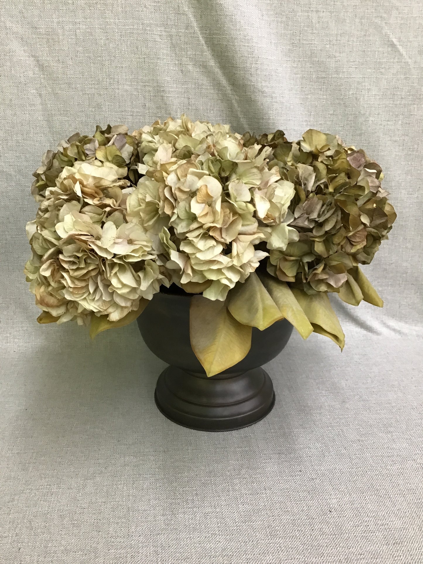 Artificial Hydrangea in a Metal Pot