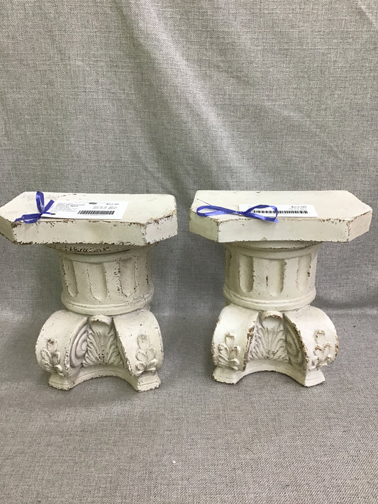 Pair Distressed Plaster Wall Sconces