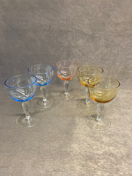 Set 5 Cordial Glasses - Coloured
