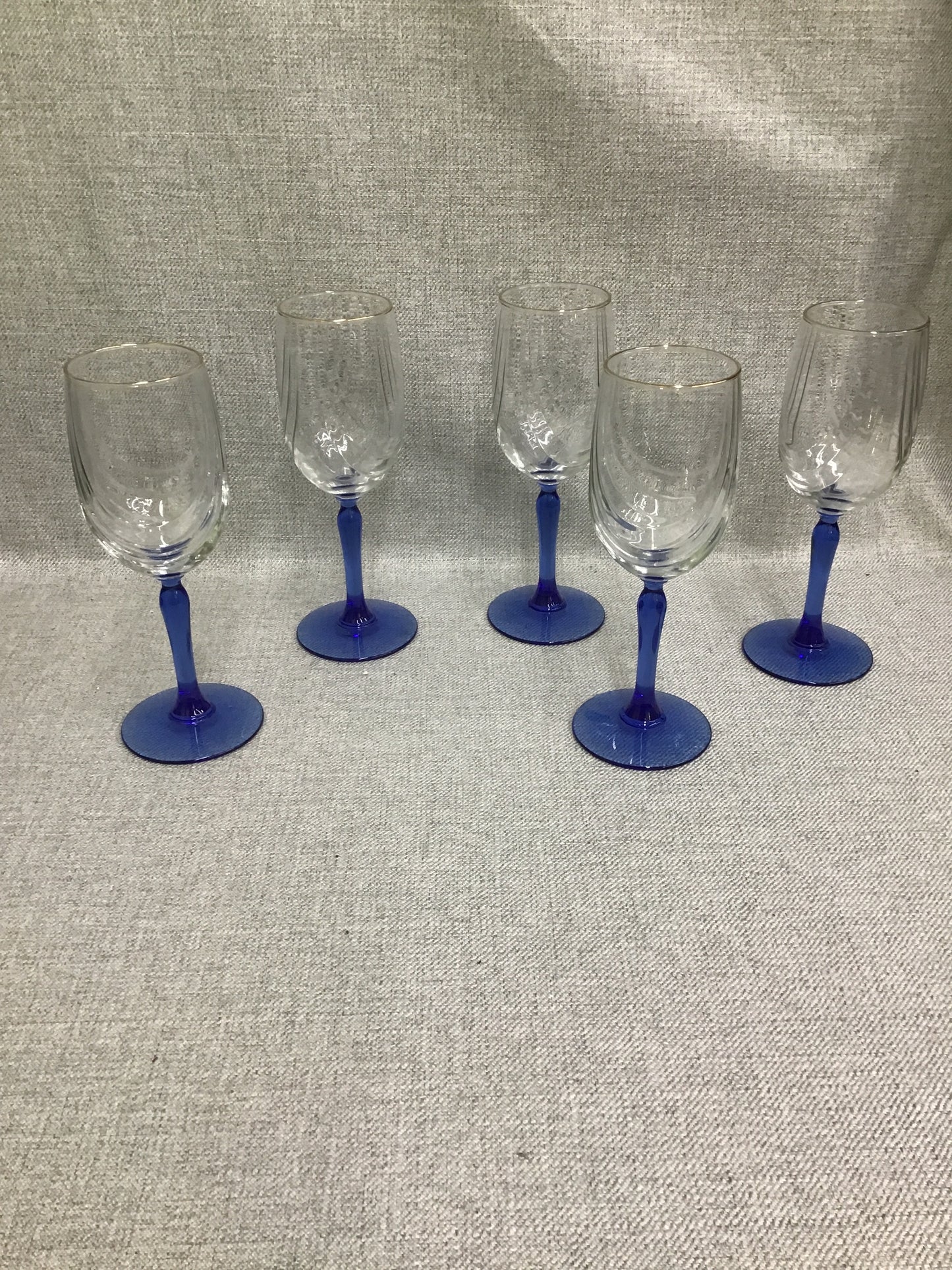 Libbey Crystal Blue Wine Glasses (5)