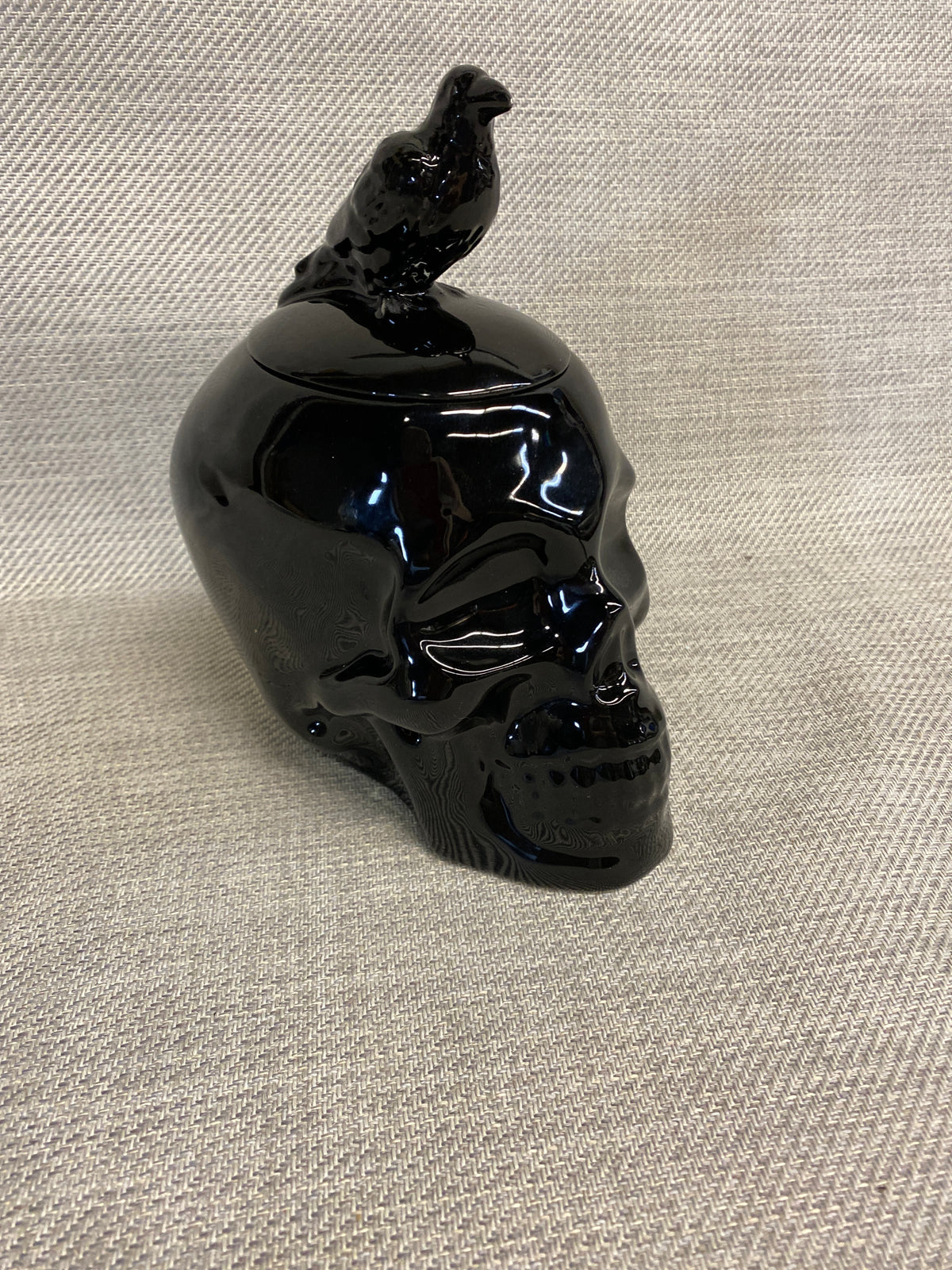 Halloween Lidded Jar - Black Skull