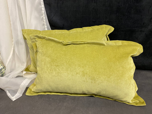 Pair of  Moss Green Lumbar Throw Cushions