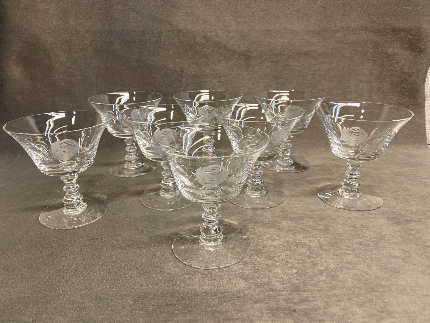 Set 8 Fostoria "Roses" Sherbet Glasses