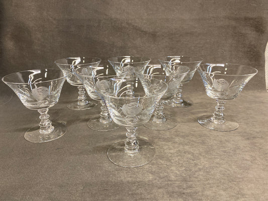 Set 8 Fostoria "Roses" Sherbet Glasses