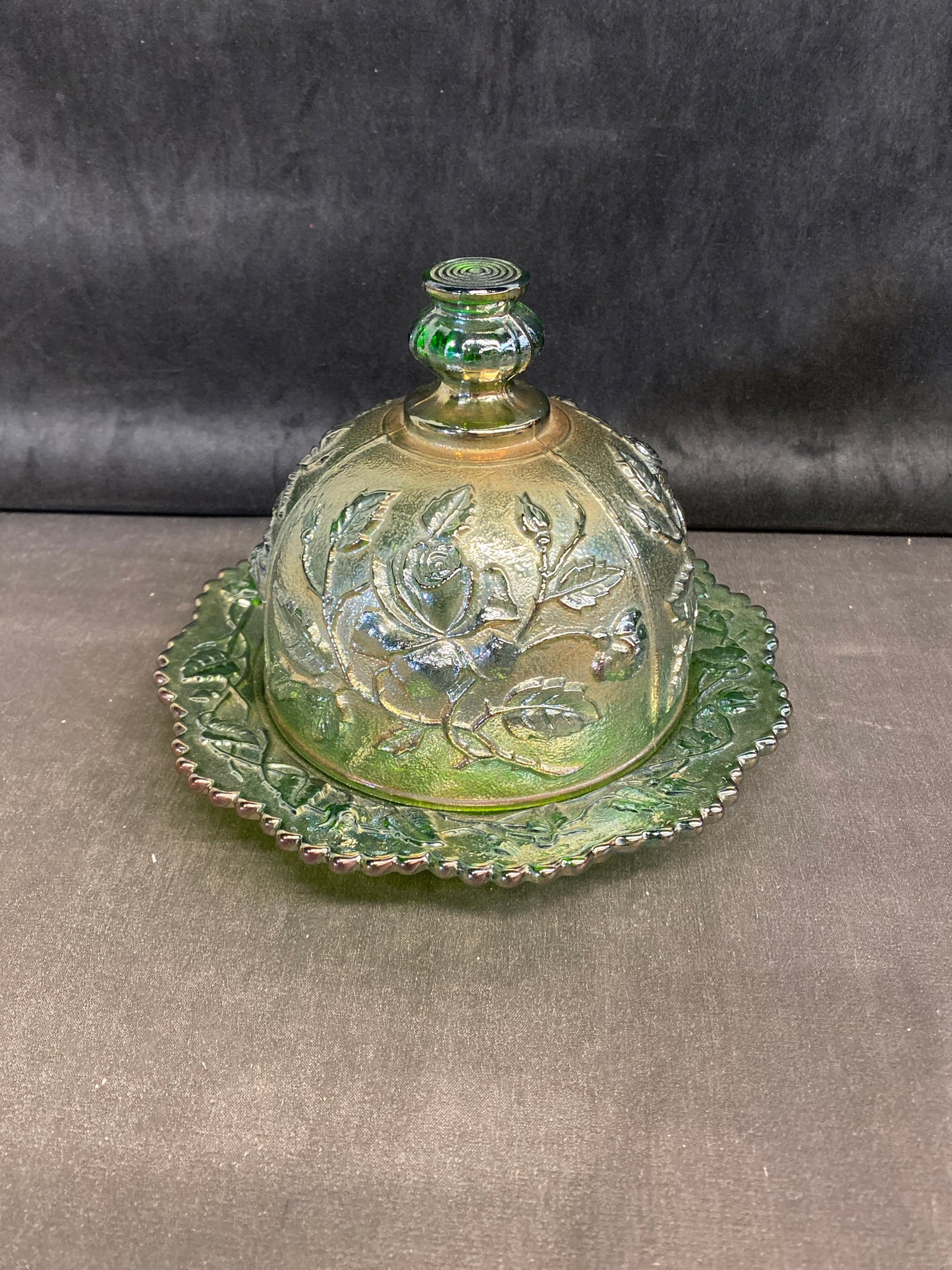 Vintage Imperial Carnival Glass Butter Dish