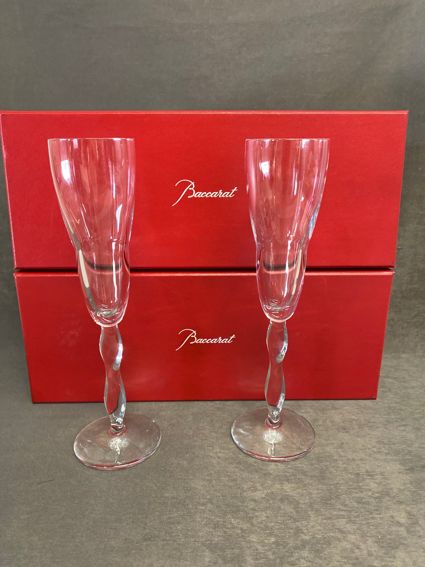 PAIR Baccarat "Stream" Champagne Flutes