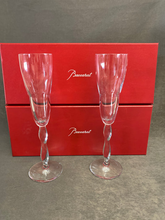 PAIR Baccarat "Stream" Champagne Flutes