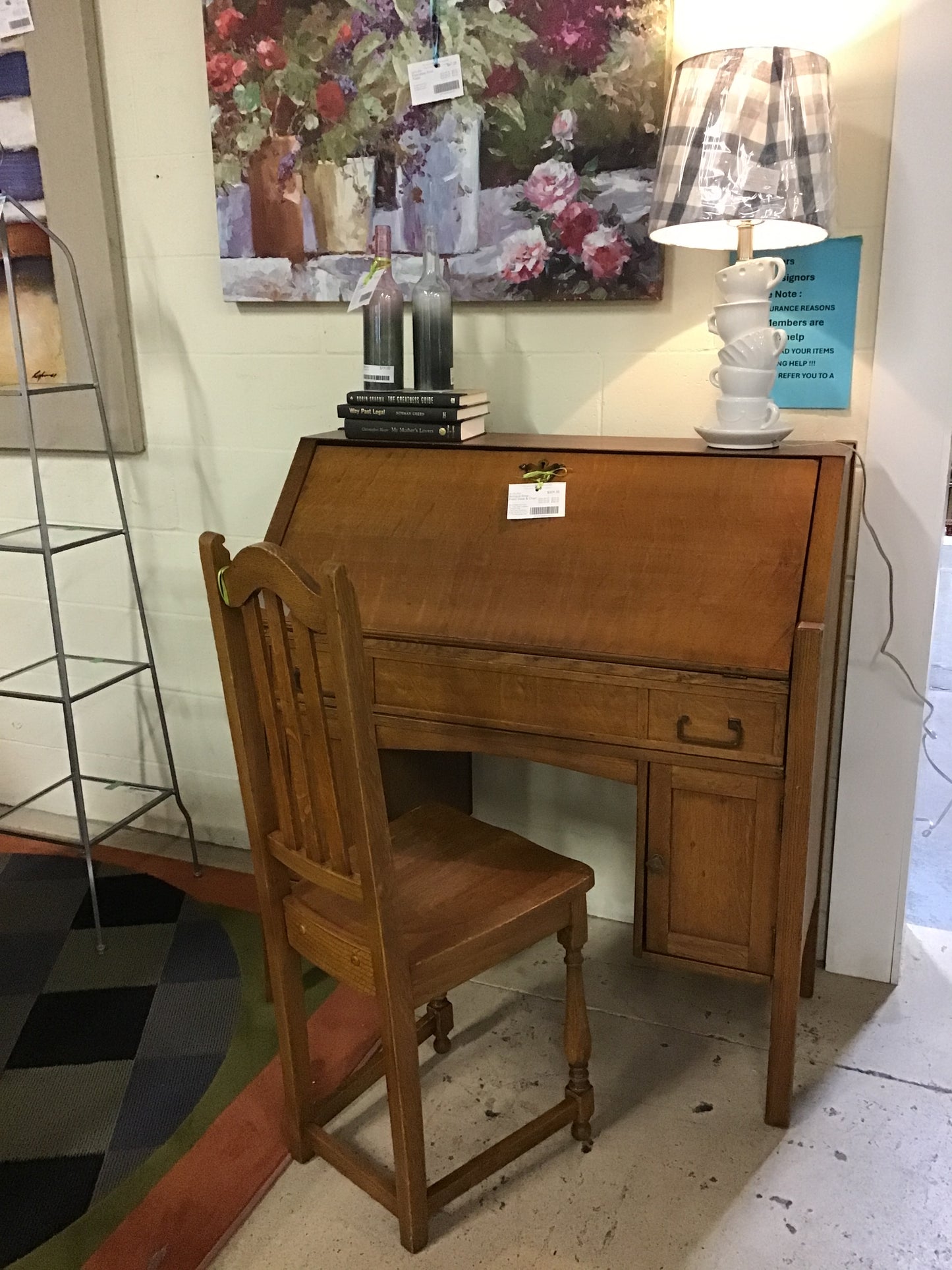 Antique Drop-Front Desk & Chair