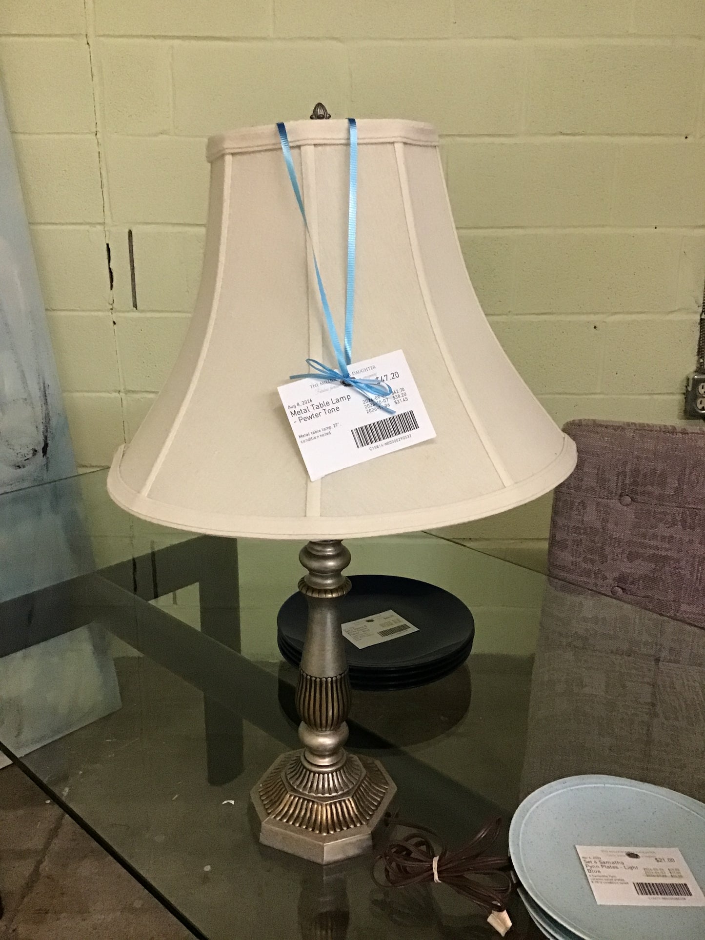 Metal Table Lamp - Pewter Tone