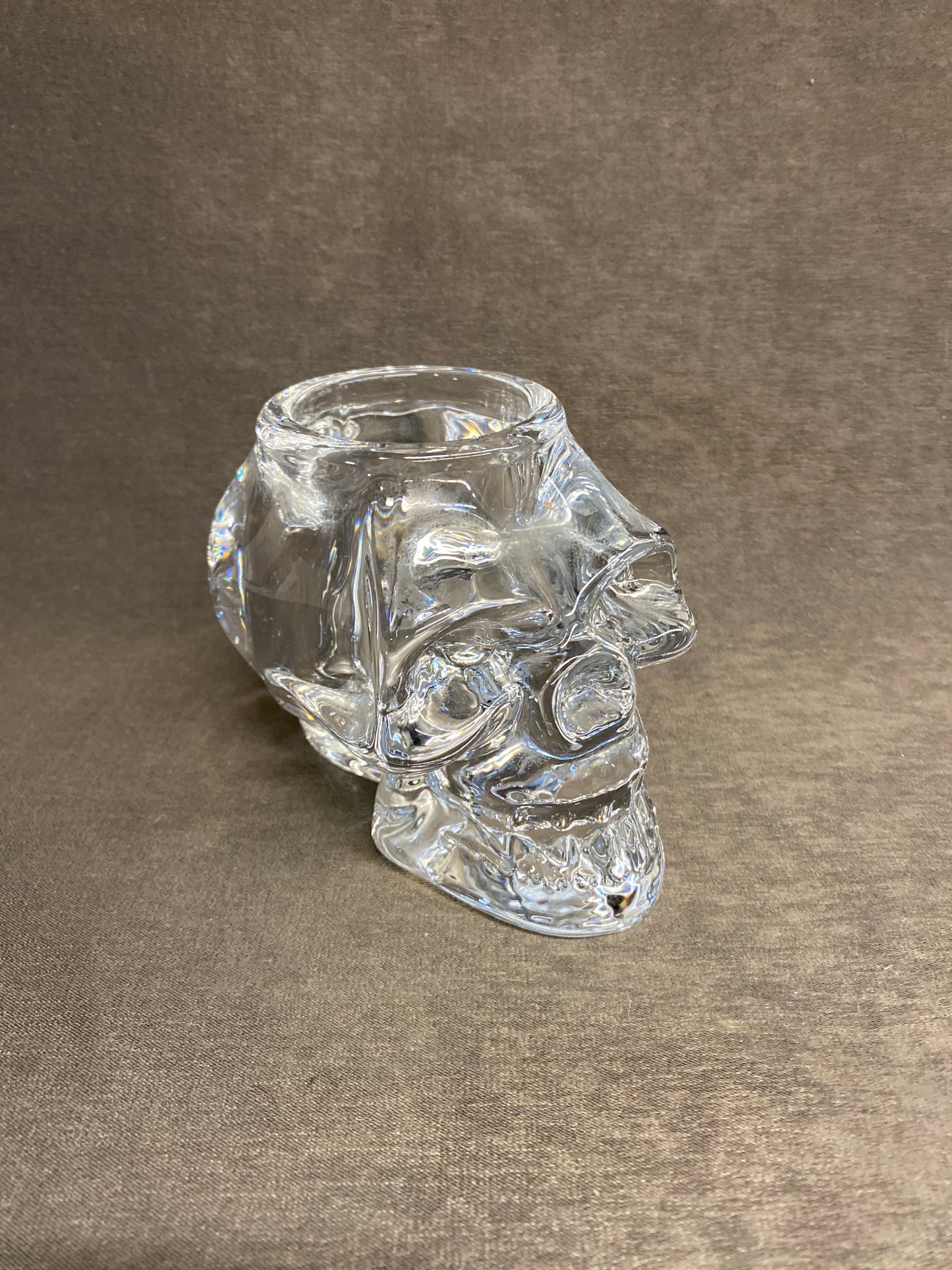 Halloween Glass Skull Tealight Holder