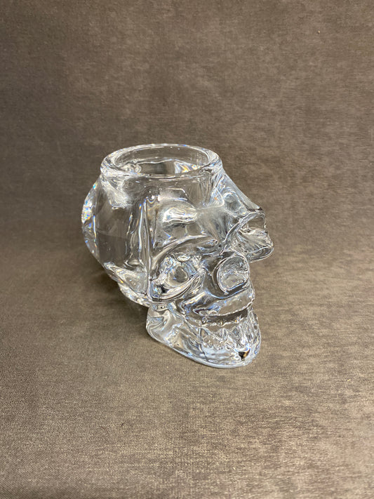Halloween Glass Skull Tealight Holder