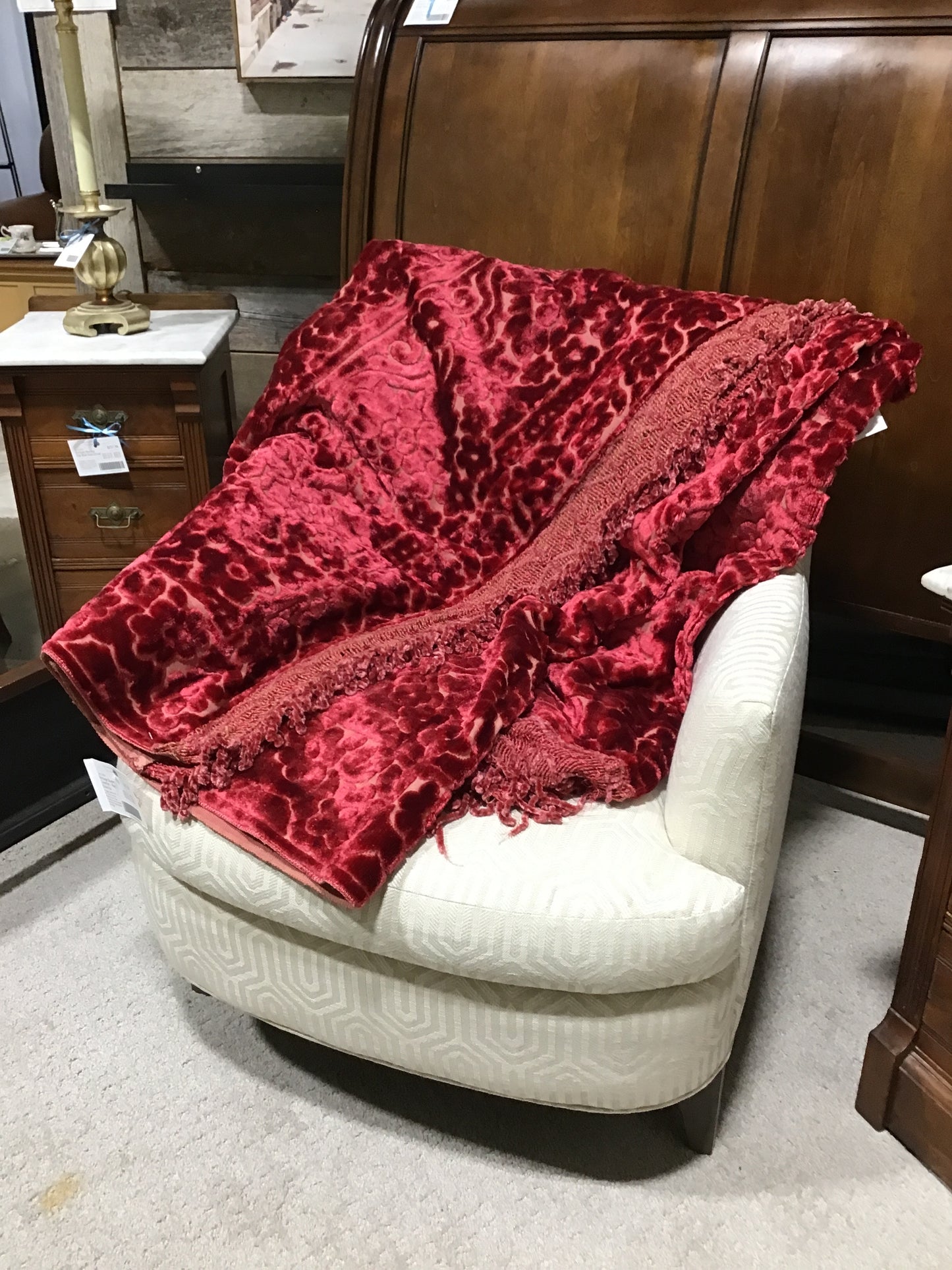 Vintage Queen Coverlet - Red Chenille
