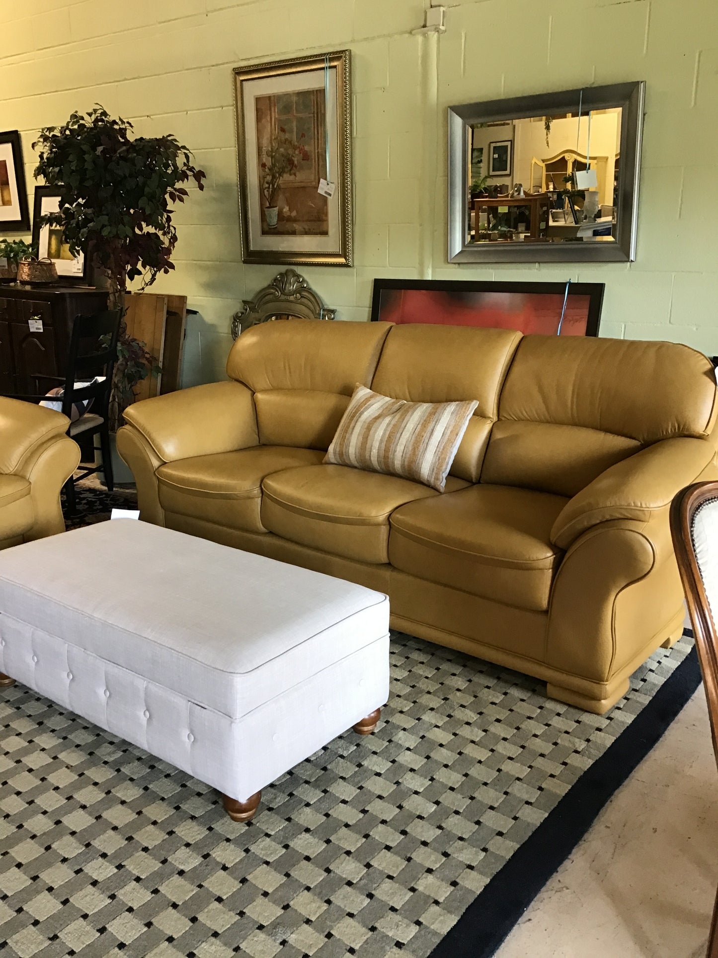 Leather Craft "Naples" Sofa -  Mustard