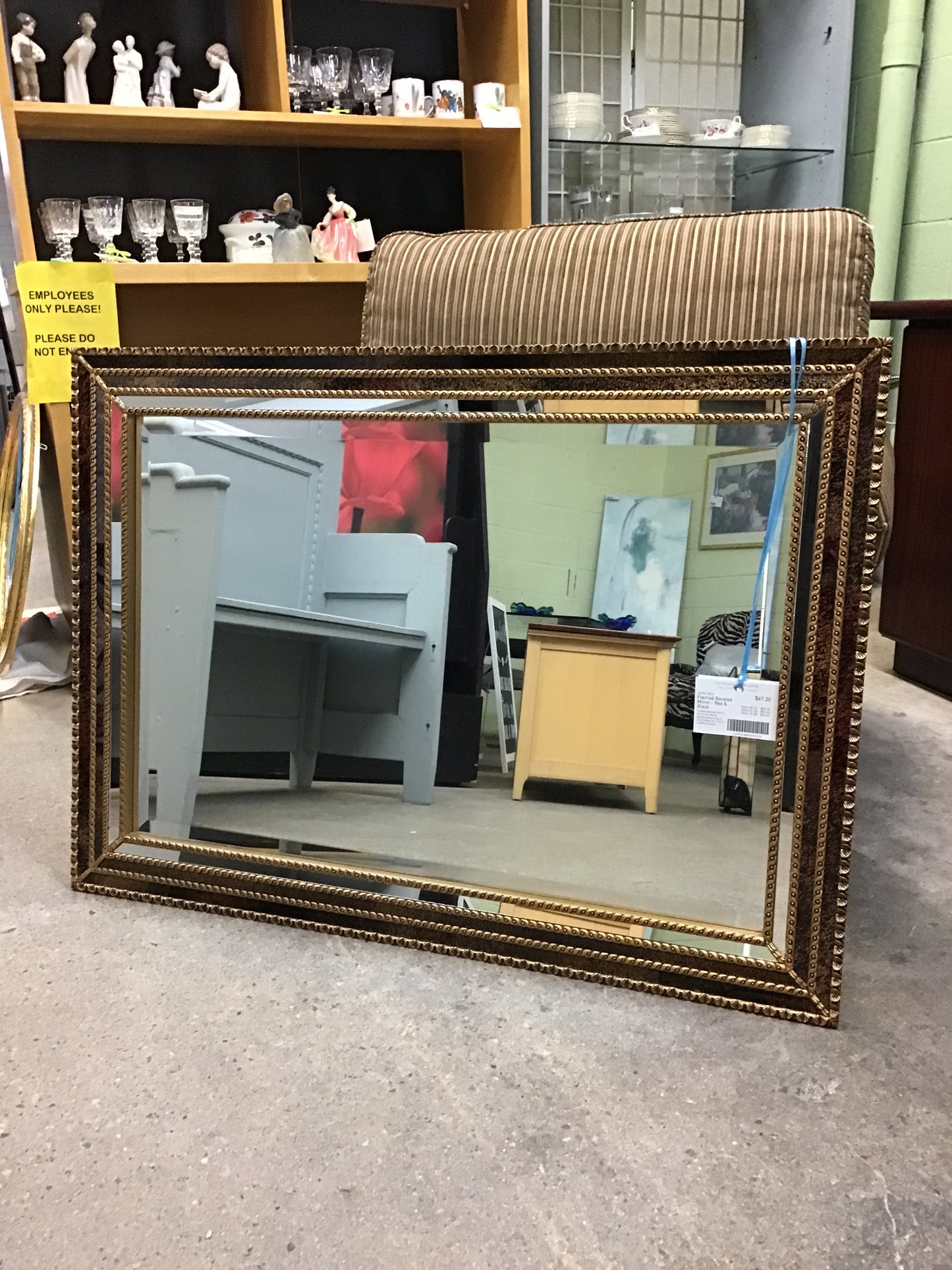 Framed Beveled Mirror - Red & Black