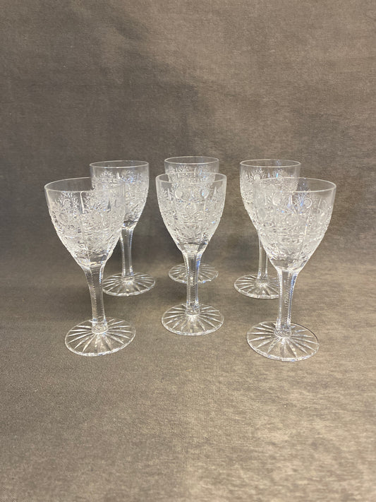 Set 6 Queen's Lace Crystal Liqueur Glasses