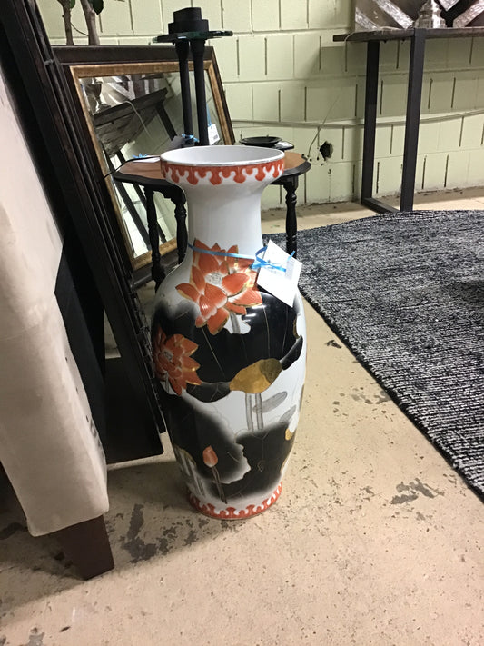 Chinese Floor Vase - Orange Lotus
