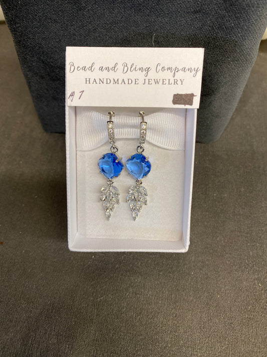 NEW! Handmade Pierced Earings - Sq. Blue