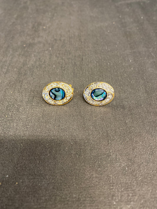 Vintage Adjustable Clip-On Earrings - Abalone