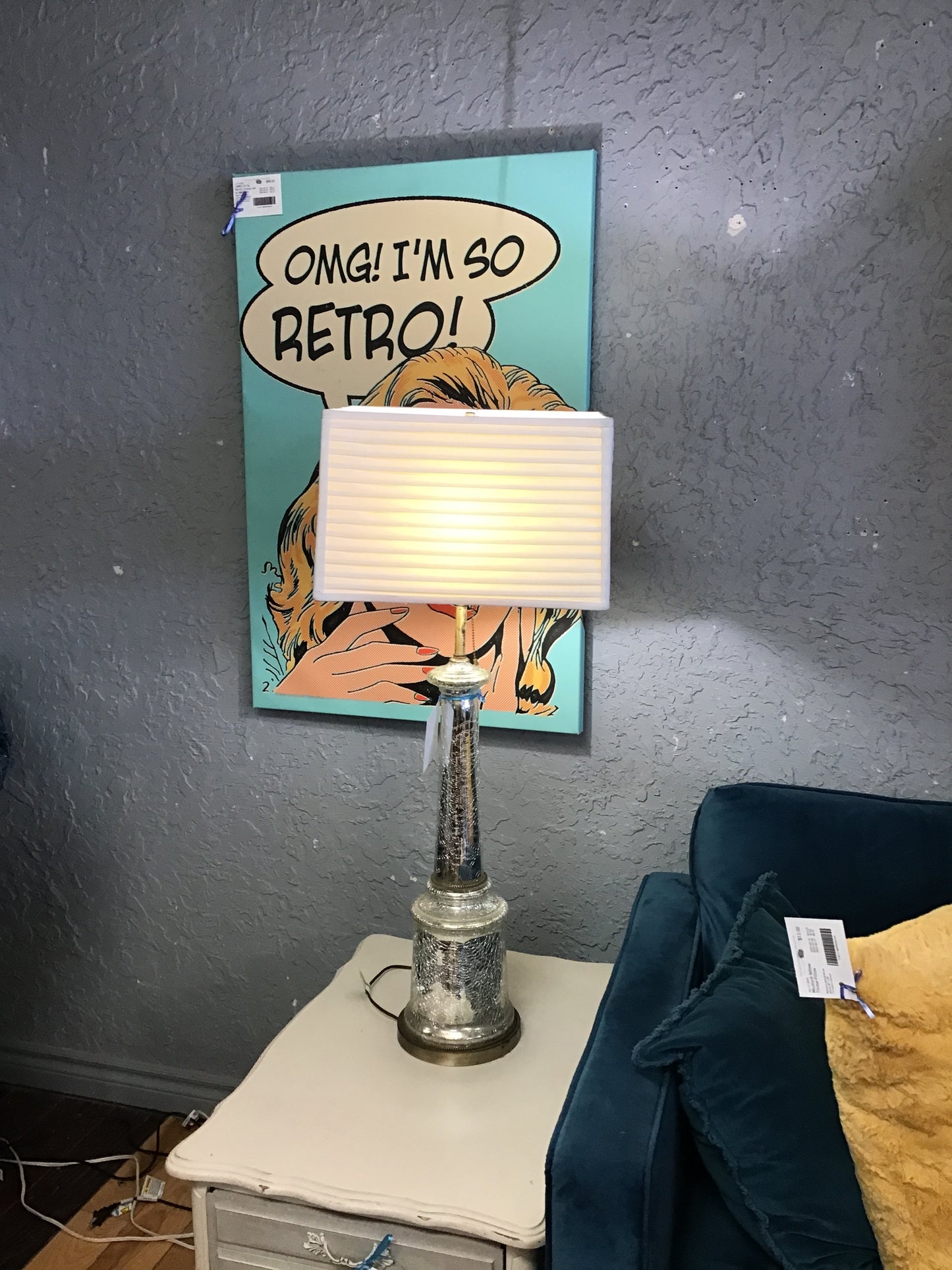 Crackle Look Table Lamp- 37.5"h