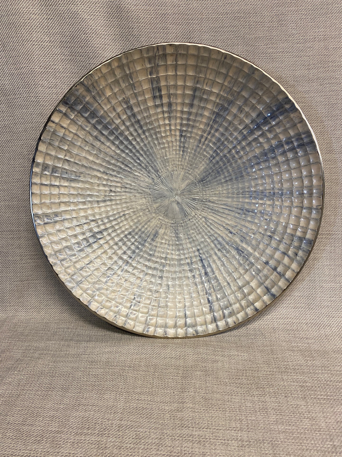 Large Metal Bowl - Blue Beige Enamel
