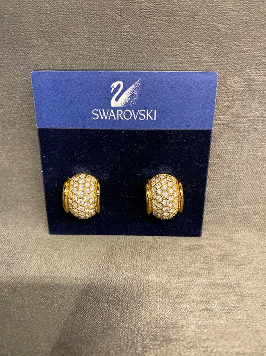 Pair Swarovski Clip On Earrings - Half Hoop