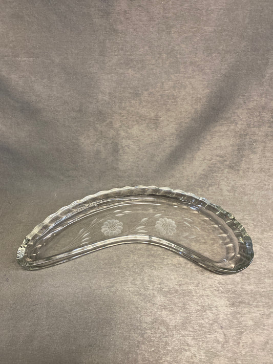 Large Crystal Crescent Dish - Cornflower