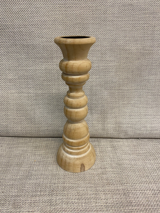 New! Turned Wood Candleholder - 10"