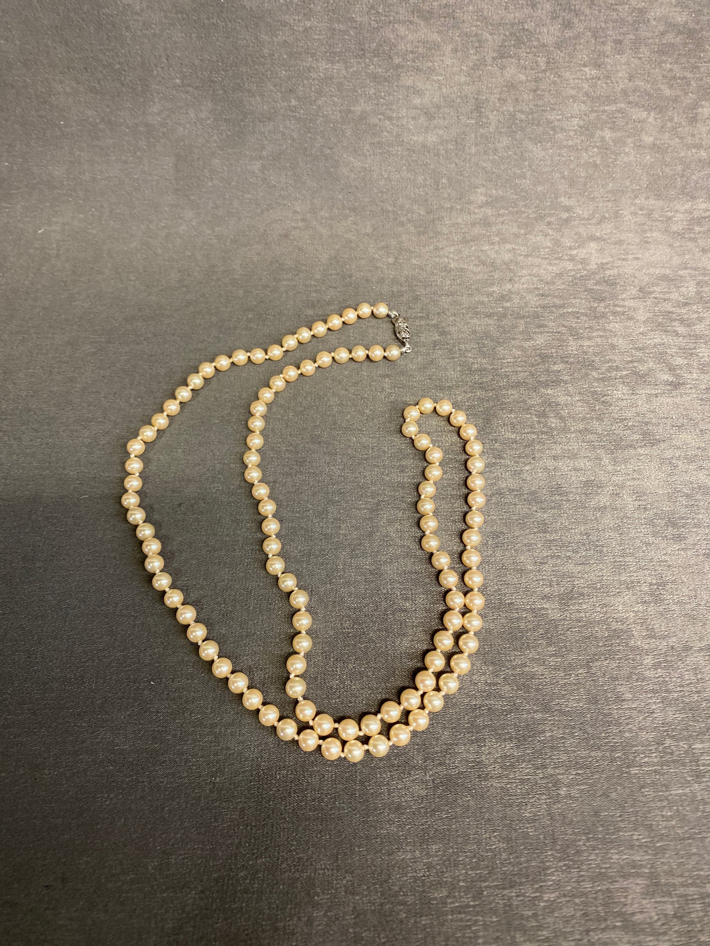 Faux Pearl Necklace - Buff Pink