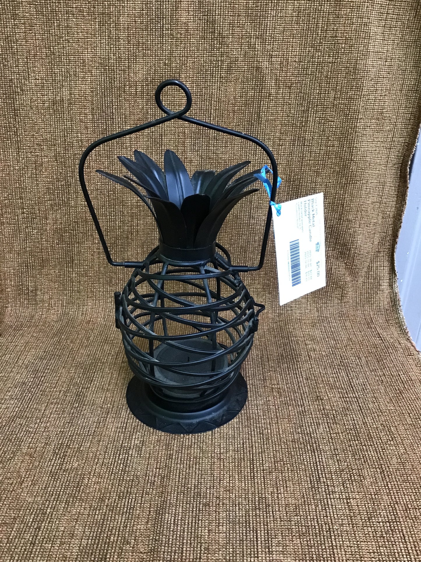 Black Metal Pineapple Candle Holder