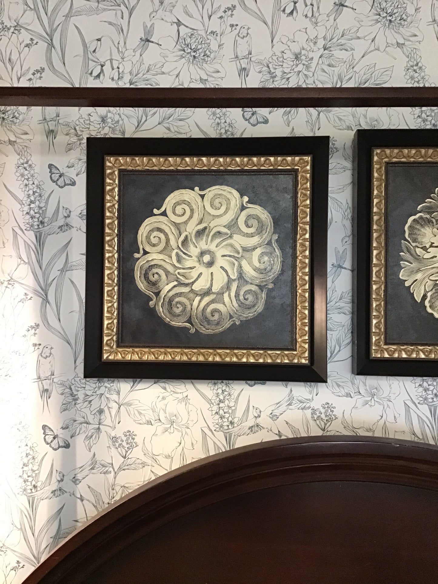 Modern Black & Tan Framed Rosette I