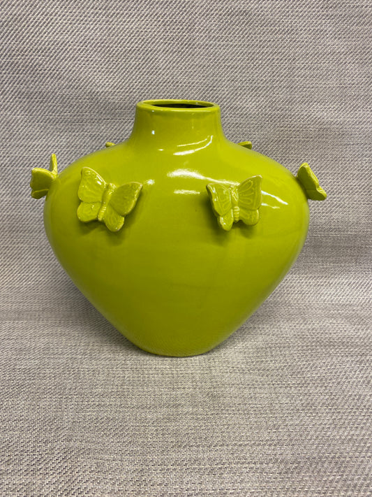Ceramic Vase - Green Butterflies