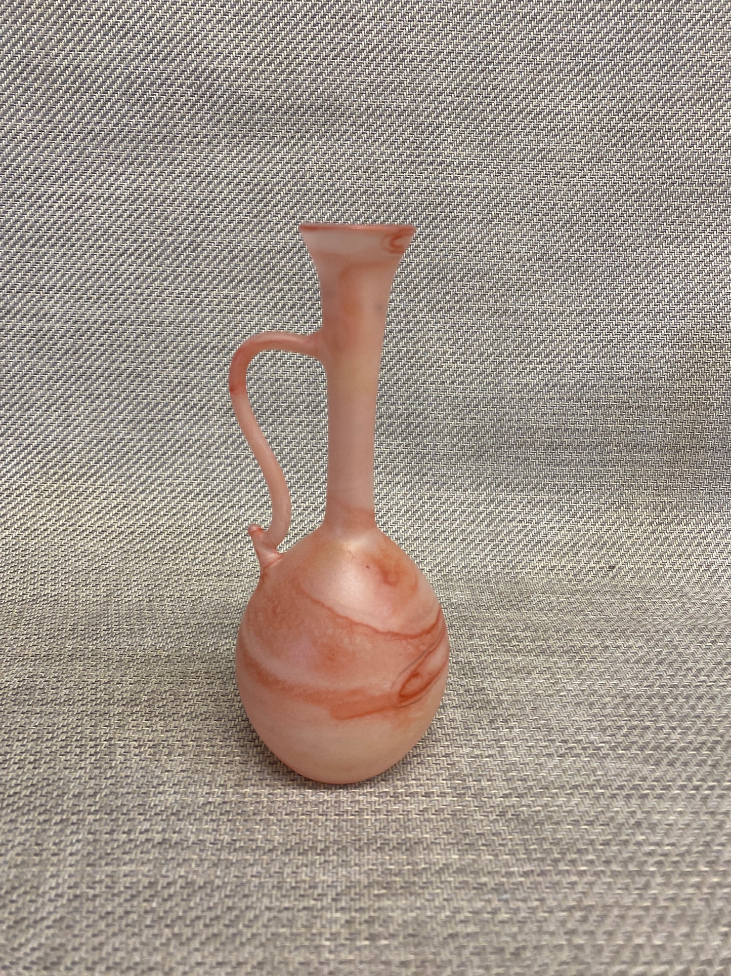 Small Art Glass Pitcher - Frosted Pink