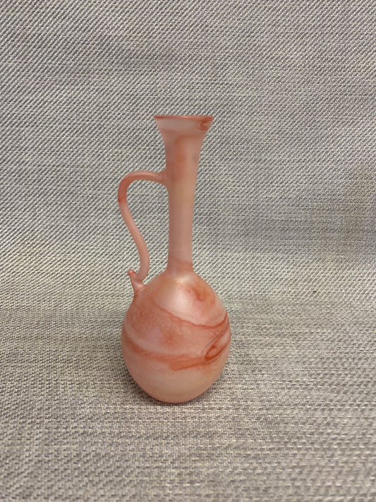 Small Art Glass Pitcher - Frosted Pink