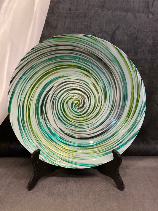 Glass Bowl  - Green Stripe