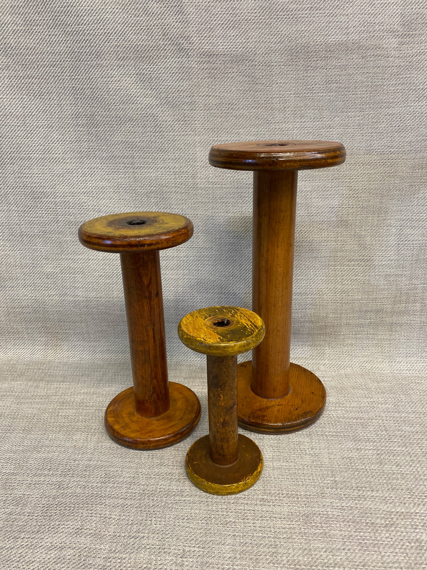 Set 3 Vintage Wood Bobbins
