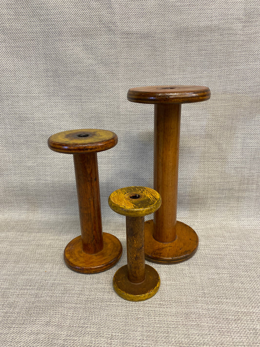 Set 3 Vintage Wood Bobbins