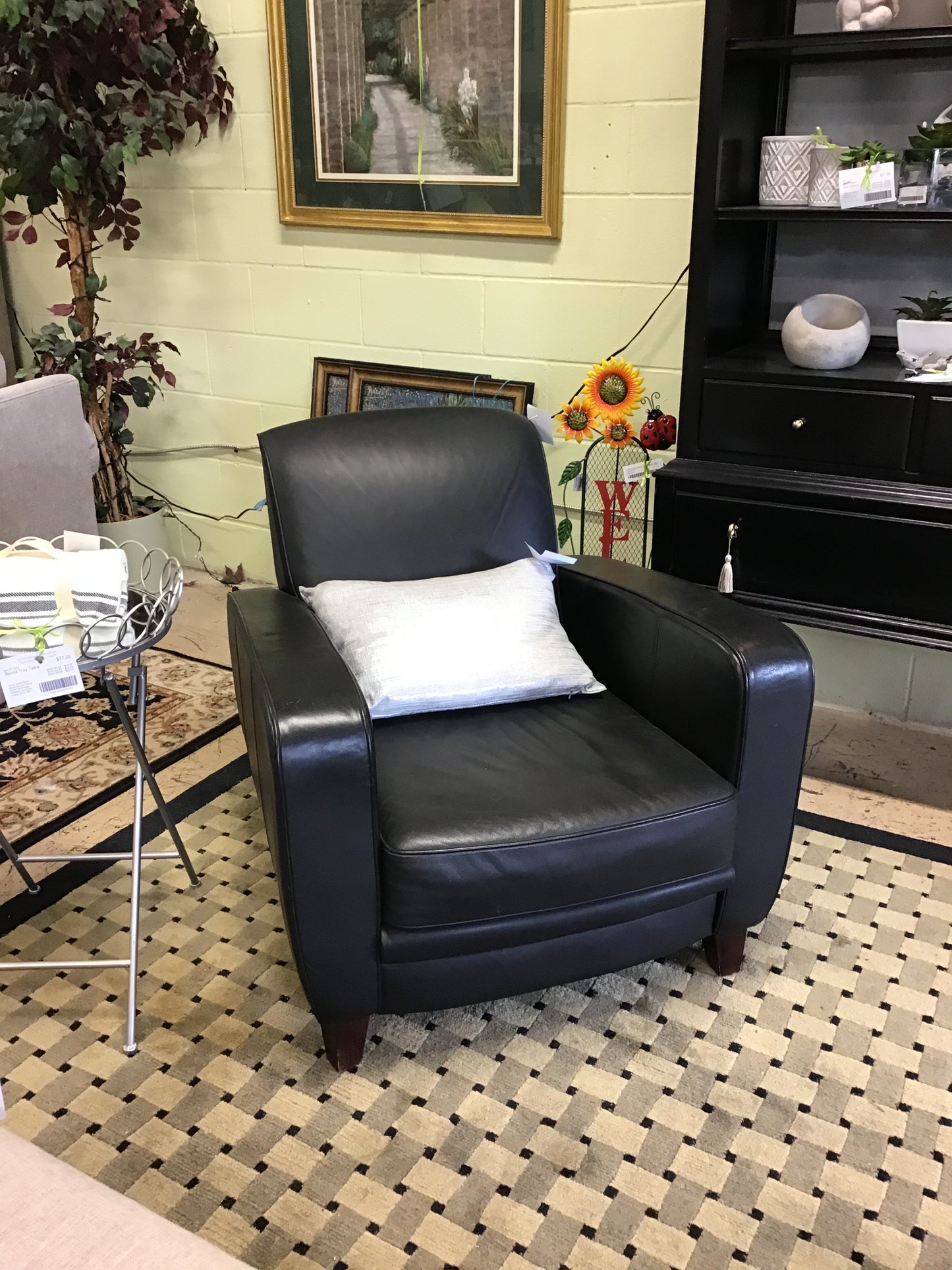 Black Leather Occasional Chair