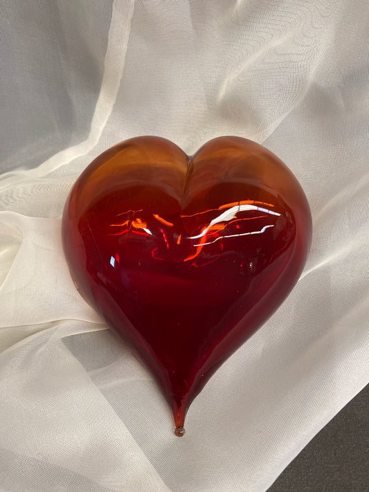 Large Art Glass Heart - Red