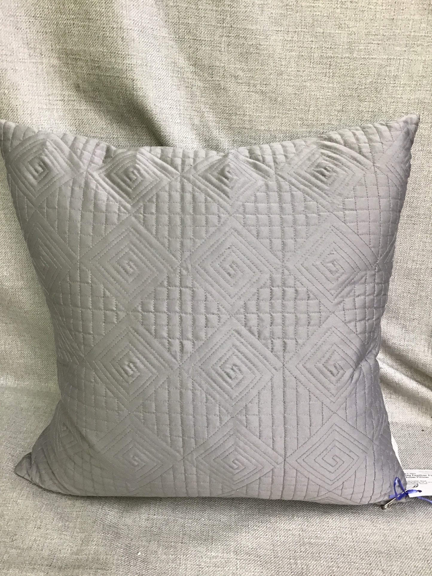 Grey Feather Filled Throw Pillow