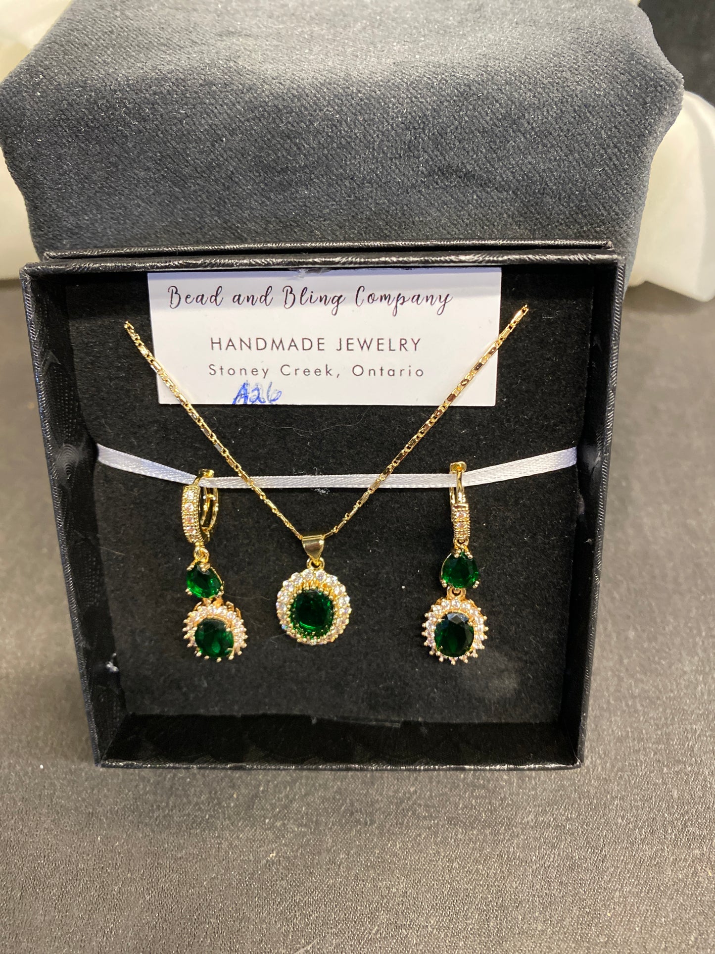 NEW! Handmade Earring/Necklace Set - Green