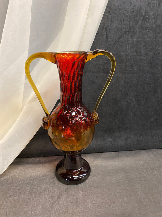 Vintage Glass Amphora Vase - Amberina
