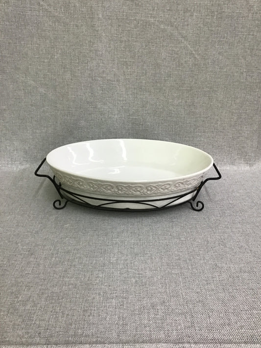 Stoneware Oval Dish with Rack