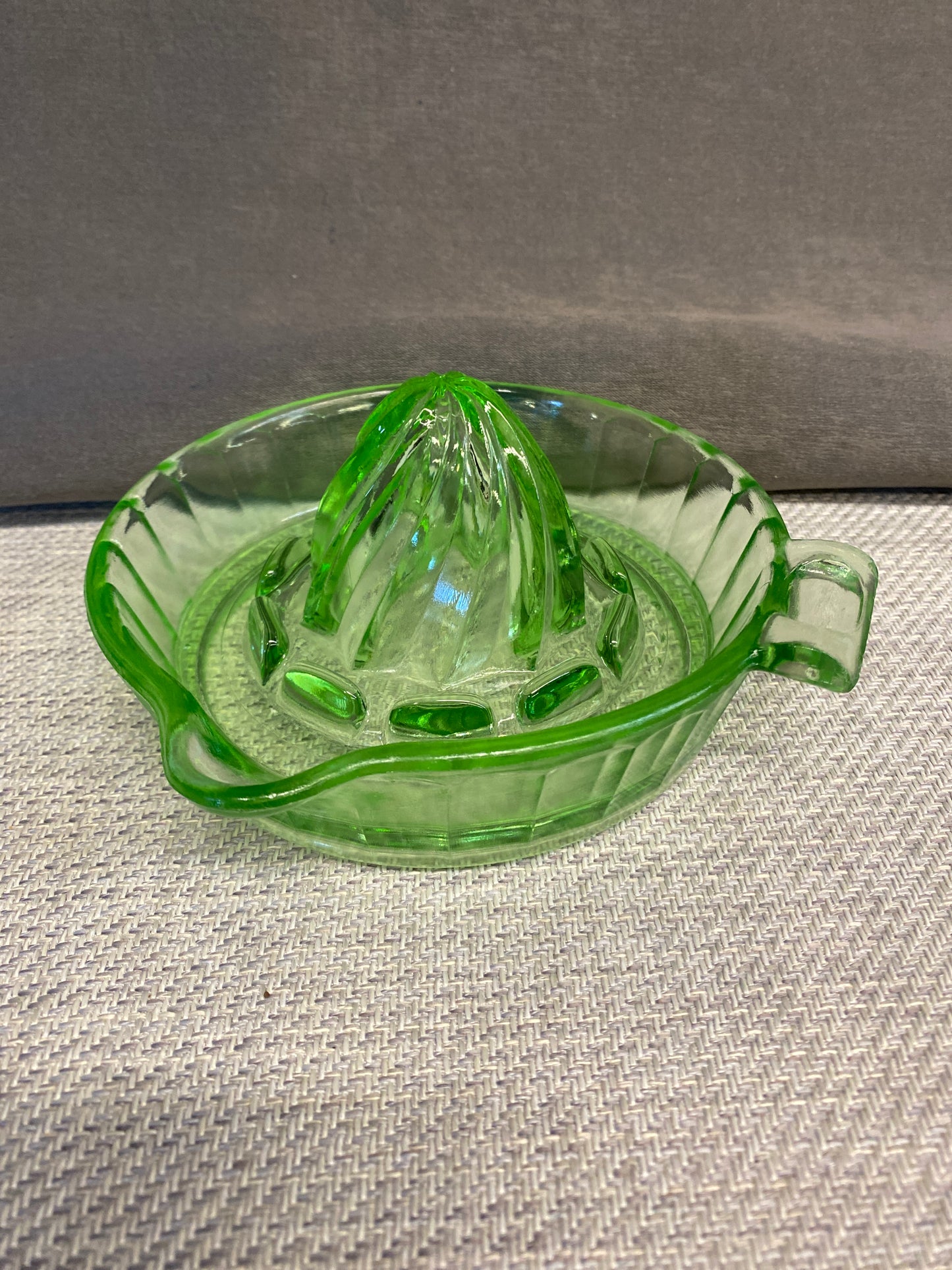 Green Depression Glass Reamer