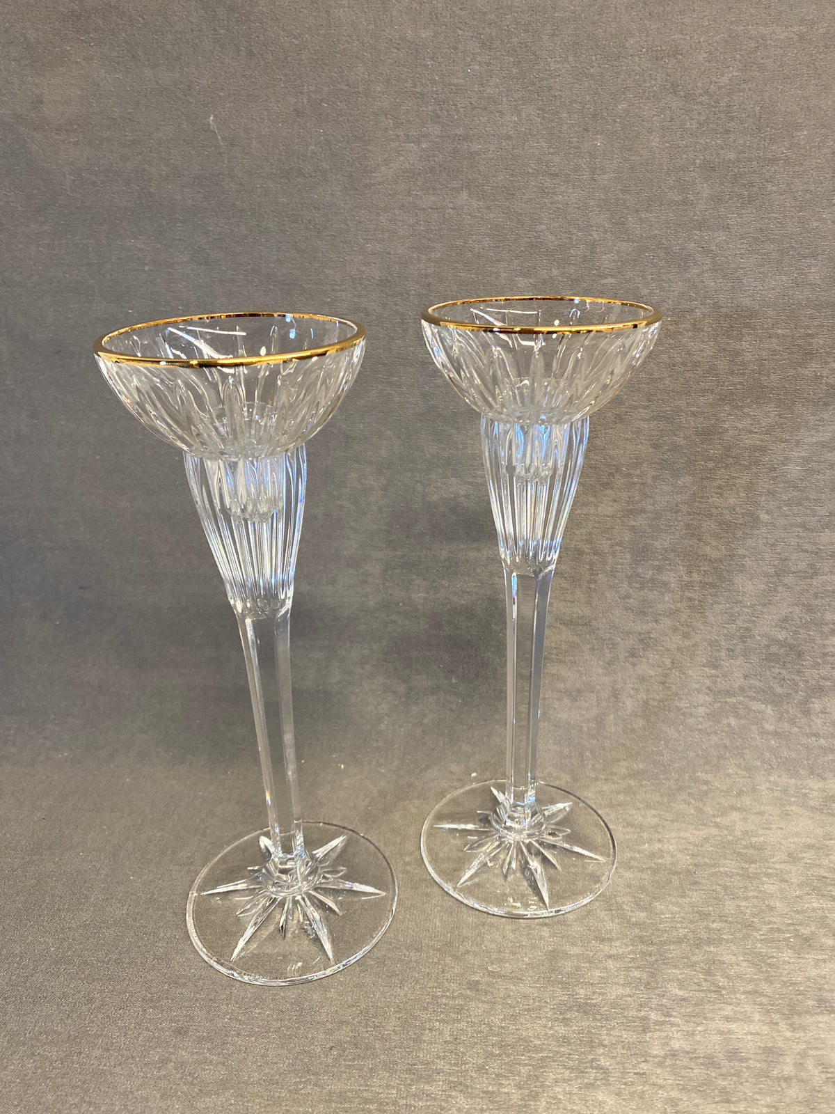 PAIR Mikasa Crystal Candleholders